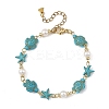 Starfish & Turtle Synthetic Turquoise Beaded Necklace & Bracelet Sets SJEW-JS01385-02-3