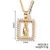 Shiny Brass Micro Pave Clear Cubic Zirconia Hollow Rectangle Vintage Statue Pendant Necklaces DN8896-1-1