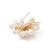 Natural Carnelian & Pearl Braided Bead Flower Lapel Pin JEWB-TA00006-02-5