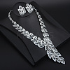 Feather Alloy Crystal Rhinestone Link Bracelets & Stud Earrings & Chain Necklaces & Rings Sets FS-WGFA57F-01-2
