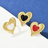Heart 304 Stainless Steel Enamel Finger Rings for Women RJEW-G355-09G-1