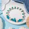 Synthetic Turquoise & Wood & Glass Beaded Stretch Bracelets for Boys Girls BJEW-JB11125-02-2