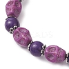 Halloween Dyed Synthetic Turquoise Skull & Round Beaded Stretch Bracelets for Men Women BJEW-JB12255-03-3
