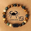 Twelve Constellations Natural Tiger Eye & Picture Jasper & Rhyolite Jasper Round & Column Beaded Stretch Bracelets for Women Men WG6FA5D-06-1
