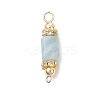 Natural Aquamarine with Electroplate Synthetic Non-magnetic Hematite Faceted Column Connector Charms PALLOY-JF04855-3