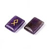 25Pcs Rectangle Natural Amethyst Rune Stones with Elder Futhark Alphabet Engraved G-T142-33-3