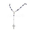 Acrylic & CCB Plastic Beaded Rosary Necklaces with Alloy Cross Pendant NJEW-JN05856-02-2