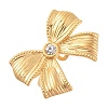 304 Stainless Steel Rhinestone Bowknot Open Cuff Rings for Women RJEW-Z051-04G-1