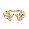 Butterfly 925 Sterling Silver Micro Pave Cubic Zirconia Adjustable Cuff Rings for Women RJEW-F180-01G-2