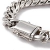 304 Stainless Steel Curb Chains Bracelet with Rhinestone Skull Clasp for Women BJEW-E107-09P-4