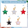 10Pcs 5 Colors Rack Plating Brass Micro Pave Cubic Zirconia Charms ZIRC-HY0001-05-4