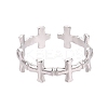 Non-Tarnish 304 Stainless Steel Cross Open Cuff Ring for Women RJEW-K245-26P-2