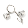Heart Brass Micro Pave Clear Cubic Zirconia Huggie Hoop Dangle Earrings for Women LS-AJEW-U003-03P-2