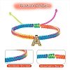 Crystal Rhinestone Initial Braided Bead Bracelet BJEW-SW00037-07-7