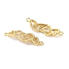 Rack Plating Brass Cubic Zirconia Double Heart Connector Charms KK-C084-32C-G-2