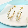 304 Stainless Steel & Bohemian Beaded C-Shaped with Flower Stud Earrings for Women EJEW-R001-03G-02-1