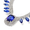 Alloy Rhinestone Rectangle Pendant Necklaces & Horse Eye Stud Earring Sets for Women SJEW-U001-01P-04-5