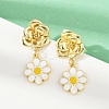 Daisy Flower Brass Dangle Stud Earrings EJEW-S277-04G-3