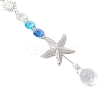 Stainless Steel Starfish & Brass Moon Hanging Suncatchers HJEW-JM04623-4