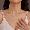 304 Stainless Steel Clear Cubic Zirconia Tassel Necklaces for Women NJEW-U031-10G-1