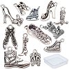 48Pcs 12 Style Tibetan Style Alloy Stilettos Pendants FIND-SC0002-30-1
