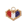 Handmade Glass Seed Beaded Heart Charms PALLOY-MZ00620-01-1