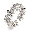 Flower Rack Plating Brass Micro Pave Cubic Zirconia Open Cuff Rings for Women RJEW-I107-06P-1