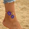 Flower Alloy & CCB Plastic Charm Iron Snake Chain Anklets FS-WGEA5BB-06-1