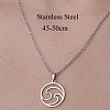 201 Stainless Steel Hollow Wave Pendant Necklace NJEW-OY001-29-3