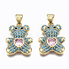 Brass Micro Pave Clear Cubic Zirconia Pendants ZIRC-S067-044C-NR-1