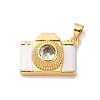 Brass Micro Pave Cubic Zirconia & Enamel Pendants X-KK-Q098-36G-B-1
