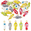 20Pcs 5 Colors Evil Eye Fish Shaped Glazed Porcelain Pendants PALLOY-HS00036-1