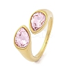 Ion Plating(IP) 304 Stainless Steel Rhinestone Teardrop Cuff Open for Women RJEW-N046-04J-G-1