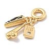 Brass Black Enamel Baseball Bat & Shoe & Passport European Dangle Charms KK-M305-12G-2