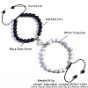 2 Pcs Synthetic Black Stone & Howlite Couple Bracelets with Heart Magnetic Attraction EH4505-2-1