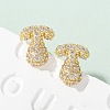 Brass Micro Pave Cubic Zirconia Stud Earrings EJEW-Z091-04G-T-1