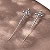 Snake Cross 316 Stainless Steel Micro Pave Clear Cubic Zirconia Ear Wrap Crawler Hook Earrings AJEW-C044-20AS-3