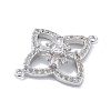 Rack Plating Brass Clear Cubic Zirconia Flower Connector Charms KK-A234-063P-2