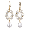 Plastic Pearl with Brass Dangle Earrings for Women EJEW-JE05991-1