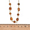 Natural Amber Round Cube Beads Link Chain Necklaces NJEW-JN06073-4