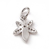 Brass Micro Pave Clear Cubic Zirconia Leaf Charms ZIRC-F132-42P-2