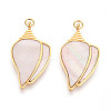 304 Stainless Steel Pave Natural Shell Pendants STAS-N115-20A-G-1