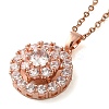 Brass Pave Clear Glass Flower Pendant Necklaces NJEW-M080-07B-1