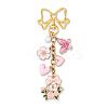 Bowknot Flower Butterfly Heart Alloy Enamel & ABS Plastic Imitation Pearl Pendant Decorations HJEW-YW00148-02-1