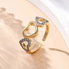 Brass Micro Pave Clear Cubic Zirconia Cuff Finger Rings for Women RJEW-C116-09G-2