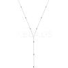 Rhodium Plated 925 Sterling Silver Y Chain Necklace for Women 18K Gold Plated Round Beads Long Dainty Y-Shaped Necklace Jewelry Gift for Women JN1095A-1