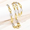 Two Tone 304 Stainless Steel Teardrop Link Chain Necklaces NJEW-C092-02GP-1