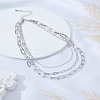 1Pc Alloy Paperclip Chain Double Layer Necklaces for Women NJEW-LP0006-02P-3