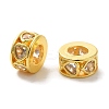 Brass Micro Pave Cubic Zirconia Rondelle European Beads KK-C072-09G-1