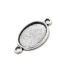 Antique Silver Tibetan Style Alloy Flat Oval Cabochon Connector Settings X-TIBE-M022-06AS-3